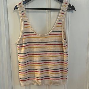 Madewell Womens Scoop Sweater Tank Sz L Striped Knit Top